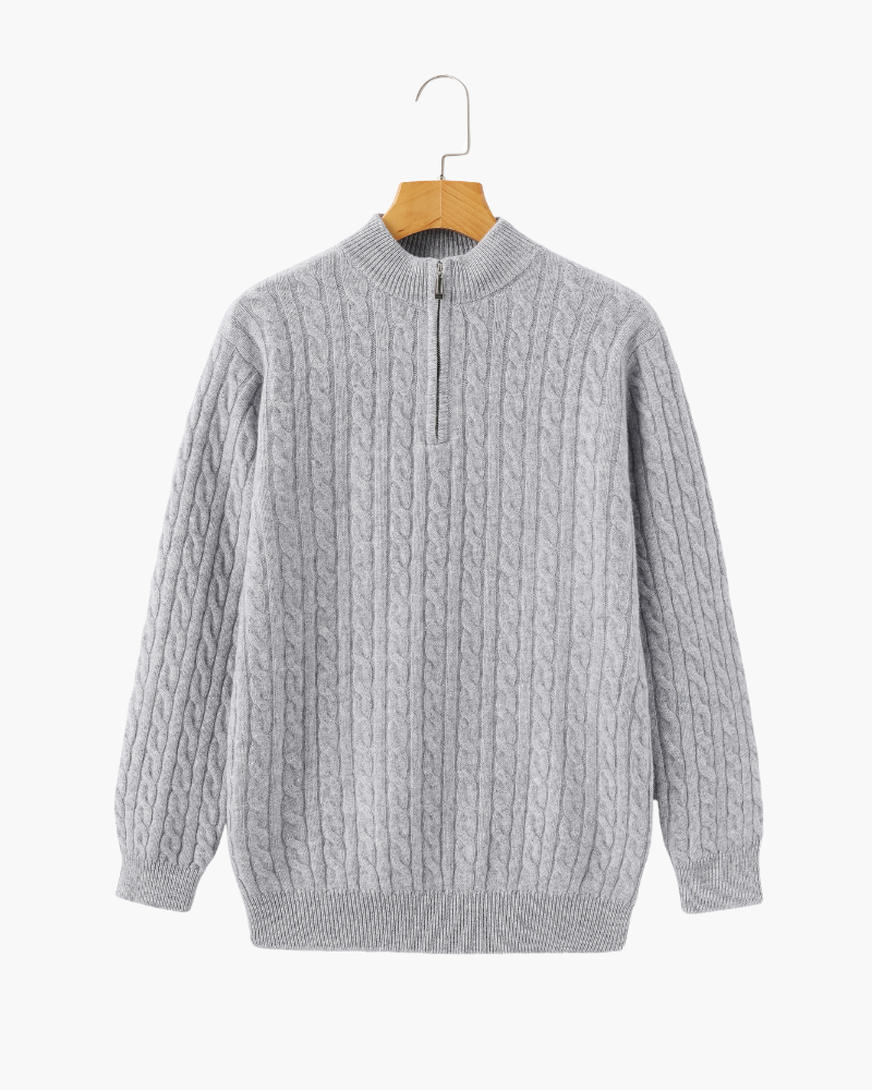 Pull demi-zip 100 % cachemire
