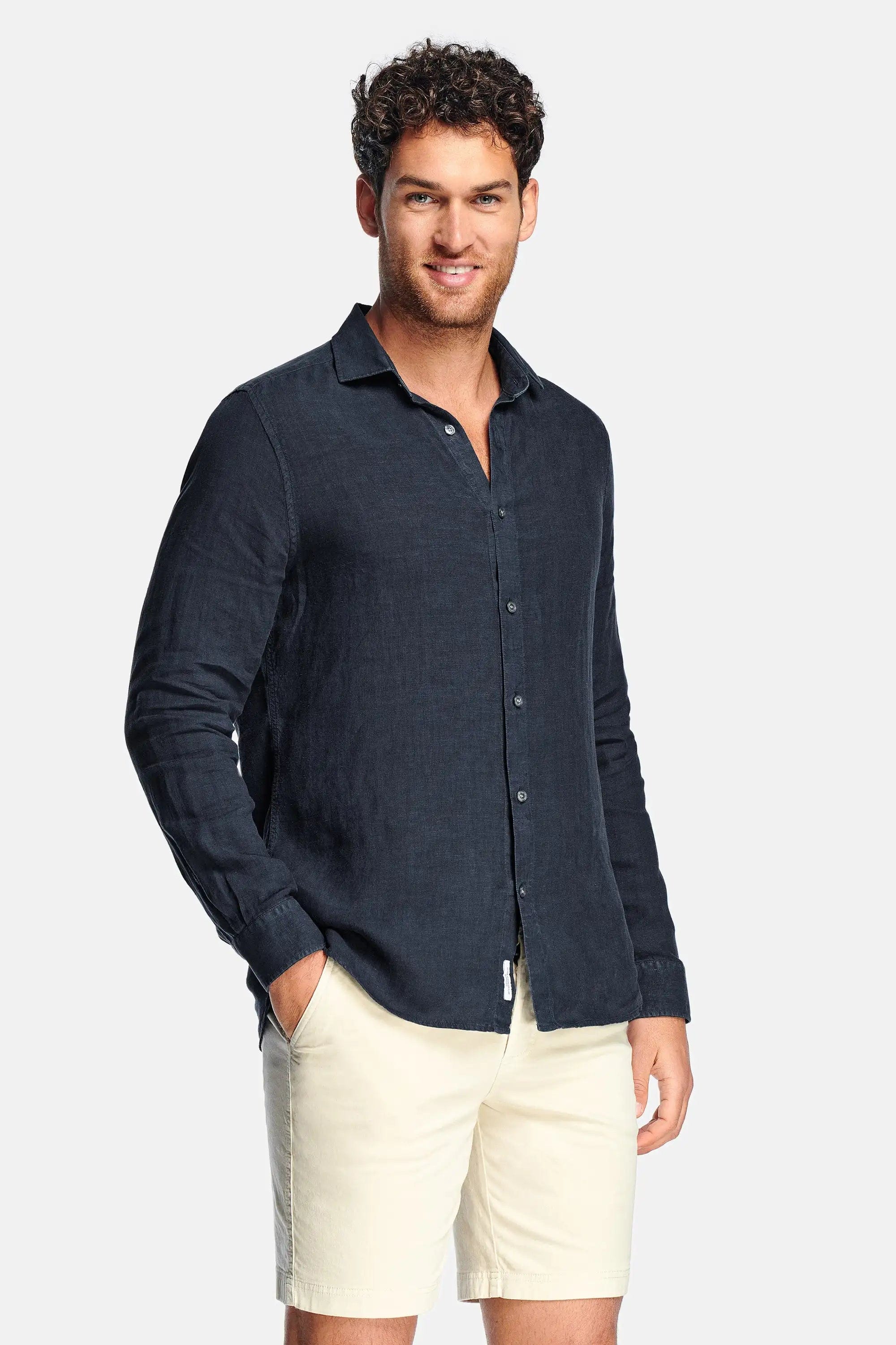Imperial - Chemise en lin bleu marine